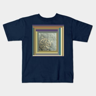 Compass: painted in gold on hand dyed green fabric Kids T-Shirt